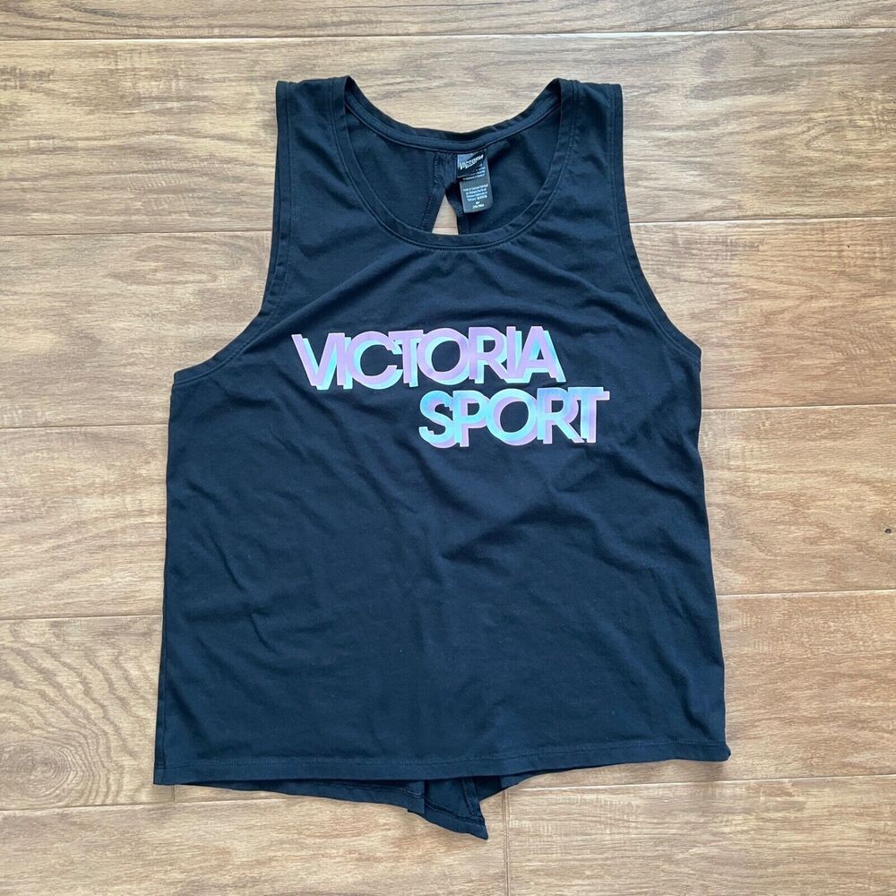 Victoria Sport Victoria's Secret Tank Size M Black Spell Out Open Back